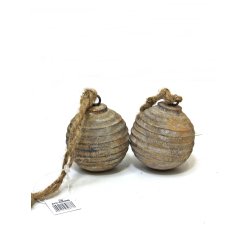 Bombka drewniana rustykalna Kula w paski